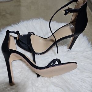 JustFab Chic Black Ankle Strap Heels